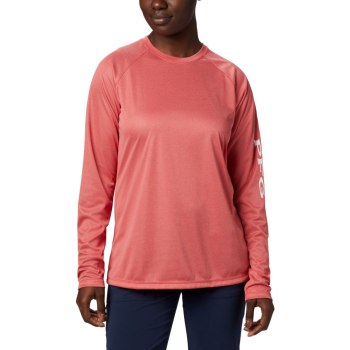 Dámské Mikiny Columbia PFG Tidal Heather Long Sleeve Červené Bílé CHUJBW234